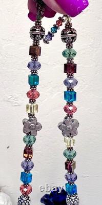 GORGEOUS Sterling Silver ORNATE Lamp Work Sea Creature Art Glass Beaded Necklace