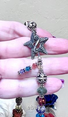 GORGEOUS Sterling Silver ORNATE Lamp Work Sea Creature Art Glass Beaded Necklace