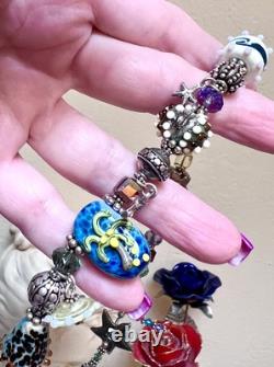 GORGEOUS Sterling Silver ORNATE Lamp Work Sea Creature Art Glass Beaded Necklace