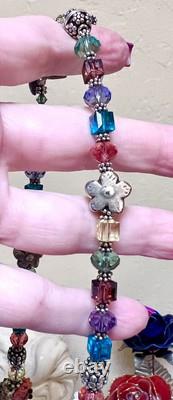GORGEOUS Sterling Silver ORNATE Lamp Work Sea Creature Art Glass Beaded Necklace