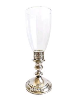 GORHAM Sterling Silver 1190 Weighted Candle Holder with Glass Hurricane Antique