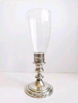 GORHAM Sterling Silver 1190 Weighted Candle Holder with Glass Hurricane Antique