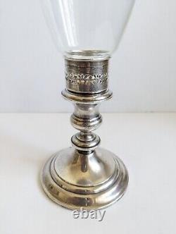 GORHAM Sterling Silver 1190 Weighted Candle Holder with Glass Hurricane Antique