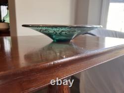 Gali Art Glass Centerpiece Bowl, Sterling Silver Overlay 11.5 Blue/green Italy