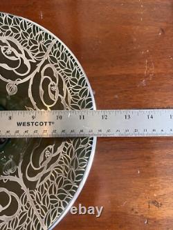 Gali Art Glass Centerpiece Bowl, Sterling Silver Overlay 11.5 Blue/green Italy