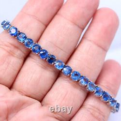 Gemstone Heated 5 MM. Blue Sapphire Bracelet 10.5 925 Sterling Silver