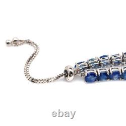 Gemstone Heated 5 MM. Blue Sapphire Bracelet 10.5 925 Sterling Silver