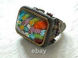 Genuine Murano Millefiori Glass Multicolor Ring By Alan K Size 8