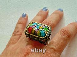 Genuine Murano Millefiori Glass Multicolor Ring By Alan K Size 8