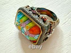 Genuine Murano Millefiori Glass Multicolor Ring By Alan K Size 8