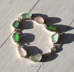 Genuine Sea Beach Glass Sterling Silver Bracelet JILLIAN VO USA