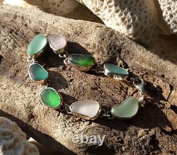 Genuine Sea Beach Glass Sterling Silver Bracelet JILLIAN VO USA