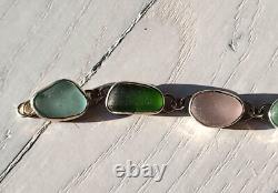 Genuine Sea Beach Glass Sterling Silver Bracelet JILLIAN VO USA