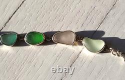 Genuine Sea Beach Glass Sterling Silver Bracelet JILLIAN VO USA