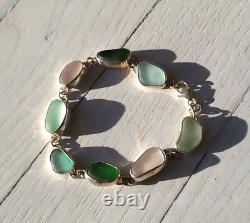 Genuine Sea Beach Glass Sterling Silver Bracelet JILLIAN VO USA