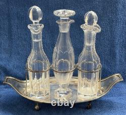 Georgian Sterling Silver Cruet Stand London 1795 Hallmarked 4.8oz w 3 Glass Bttl