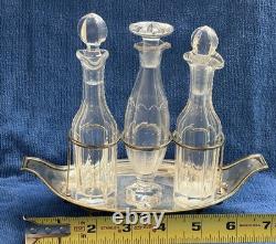 Georgian Sterling Silver Cruet Stand London 1795 Hallmarked 4.8oz w 3 Glass Bttl