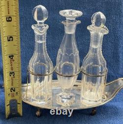 Georgian Sterling Silver Cruet Stand London 1795 Hallmarked 4.8oz w 3 Glass Bttl