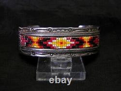 Gerald & Rita Whitethorne glass bead Cuff Bracelet ster. 3/4