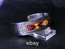 Gerald & Rita Whitethorne glass bead Cuff Bracelet ster. 3/4