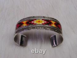 Gerald & Rita Whitethorne glass bead Cuff Bracelet ster. 3/4