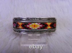 Gerald & Rita Whitethorne glass bead Cuff Bracelet ster. 3/4