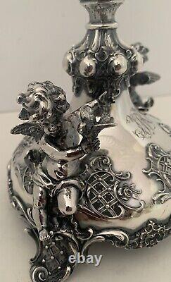 German Sterling 800 Silver Cut Glass Centerpiece Figural 3d Musical Cherubs 1894