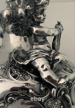 German Sterling 800 Silver Cut Glass Centerpiece Figural 3d Musical Cherubs 1894