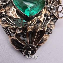 Giant HOBE uranium Heart Sterling/Gold Brooch, EARLY RARE, Hand Wired