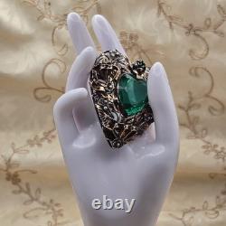 Giant HOBE uranium Heart Sterling/Gold Brooch, EARLY RARE, Hand Wired