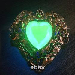 Giant HOBE uranium Heart Sterling/Gold Brooch, EARLY RARE, Hand Wired