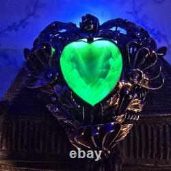 Giant HOBE uranium Heart Sterling/Gold Brooch, EARLY RARE, Hand Wired