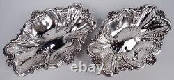 Glass Bowls Antique Edwardian Classical Pierced English Sterling Silver 1902