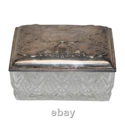 Glass Candy Box w Towle Sterling Silver Lid, 1.745ozt