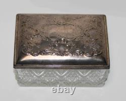 Glass Candy Box w Towle Sterling Silver Lid, 1.745ozt