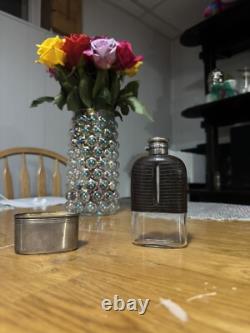 Glass Flask Sterling Silver Reptilian Skin Overlay Gorham S649 NO Mono RARE
