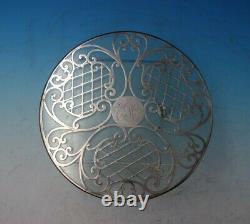 Glass Trivet Plate with Sterling Silver Overlay 7 3/4 (#5490)