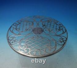Glass Trivet Plate with Sterling Silver Overlay 7 3/4 (#5490)
