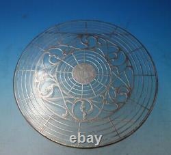 Glass Trivet Plate with Sterling Silver Overlay Vintage 6 3/4 (#5430)