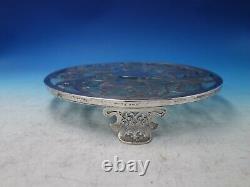 Glass Trivet with Sterling Silver Overlay Floral #A9613 Footed 12 Vintage #6239