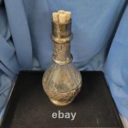 Glass and Sterling Silver Four-Chamber Corked Decanter Amsterdam Vintage