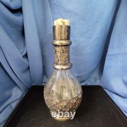 Glass and Sterling Silver Four-Chamber Corked Decanter Amsterdam Vintage
