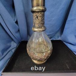 Glass and Sterling Silver Four-Chamber Corked Decanter Amsterdam Vintage