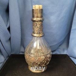 Glass and Sterling Silver Four-Chamber Corked Decanter Amsterdam Vintage