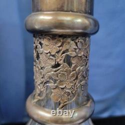 Glass and Sterling Silver Four-Chamber Corked Decanter Amsterdam Vintage