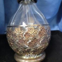 Glass and Sterling Silver Four-Chamber Corked Decanter Amsterdam Vintage