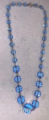 Gorgeous 1930's German Sterling Graduated Glass Art Deco Crystal Necklace? Sign