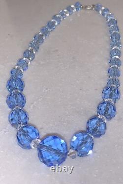 Gorgeous 1930's German Sterling Graduated Glass Art Deco Crystal Necklace? Sign