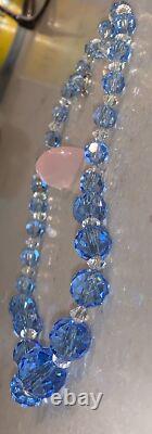 Gorgeous 1930's German Sterling Graduated Glass Art Deco Crystal Necklace? Sign