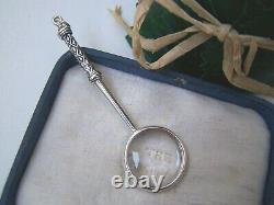 Gorgeous 925 Solid Sterling Silver Magnifying Magnifier Glass Chatelaine Pendant